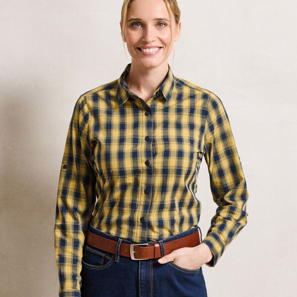 Women's Mulligan check cotton long sleeve shirt Thumbnail
